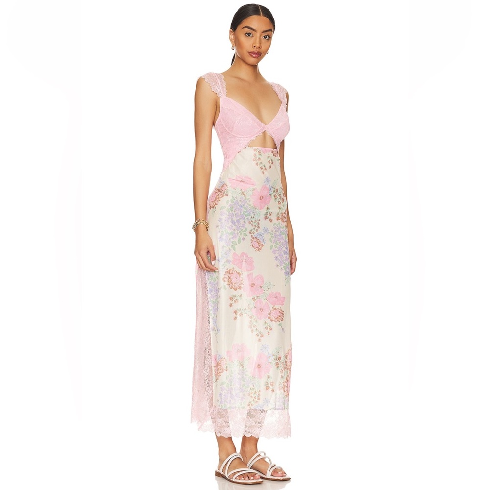 Free People Suddenly Fine Maxi Slip Dress in Daisy Combo! True to size!